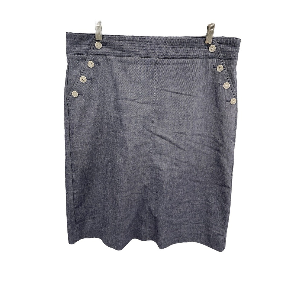 Talbots Denim Skirt Size 16 A-Line Knee Length Nautical SI34
